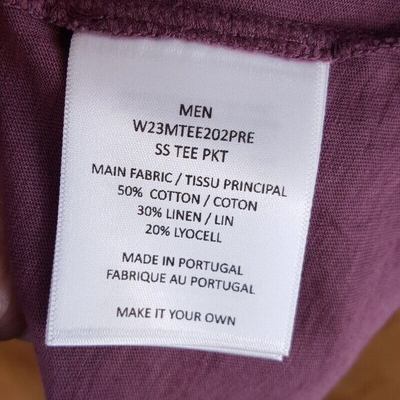 OFFICINE GENERALE Mens Shirt Small Plum Pullover Crew Pocket Tee $170 - Picture 4 of 7